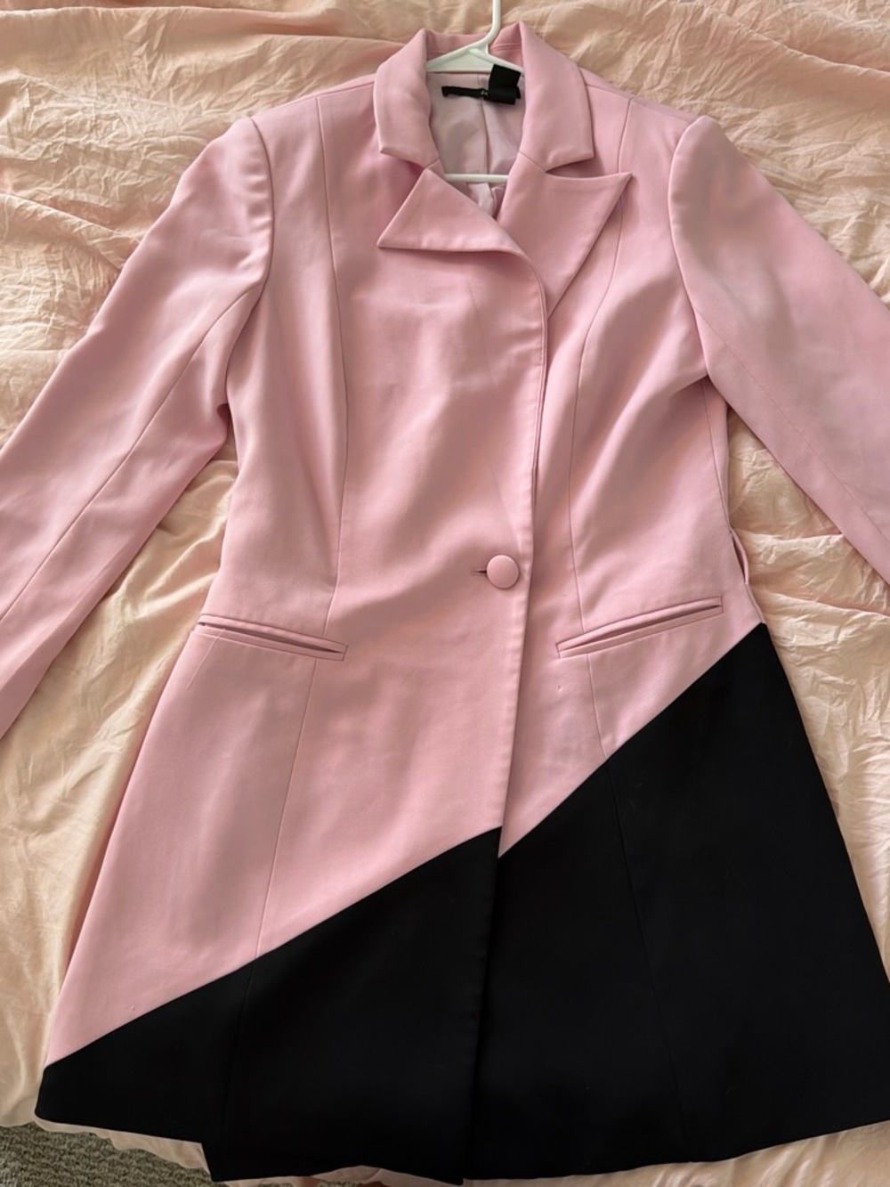 JAYGODFREY Pink and Black Diagonal Long Blazer